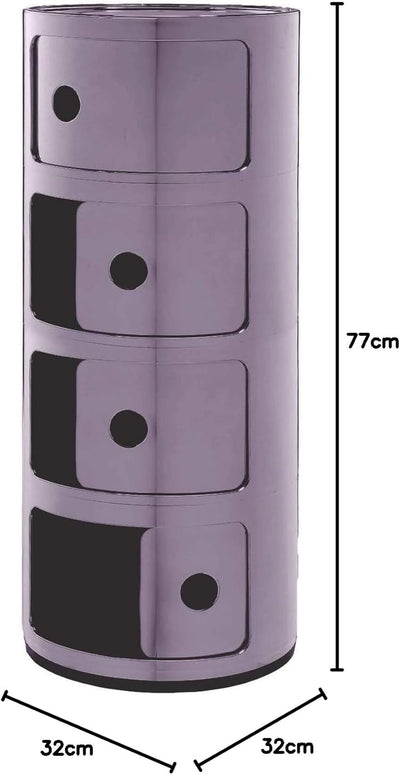 Kartell Componibili, 4 Elements, Violet, Runde Basis 4-fächer Violett, 4-fächer Violett