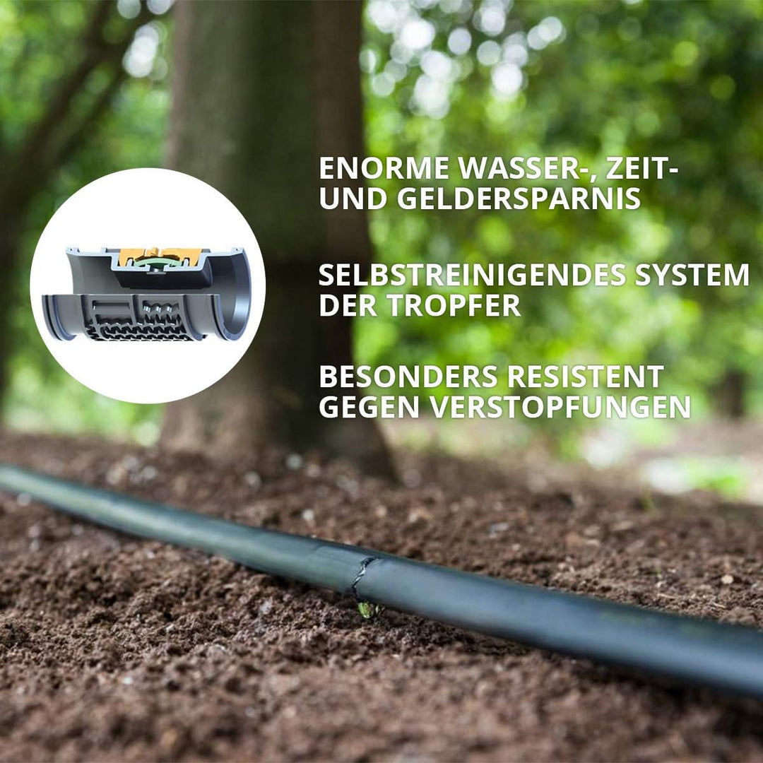 HOLZBRINK Tropfschlauch 5/8" 16mm zur Bewässerung Perlschlauch selbstreinigend, für jedes Gefälle, P