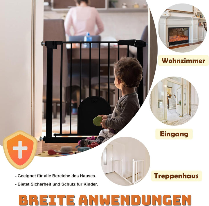 Froadp Türschutzgitter Baby Treppengitter 95-105cm Kindergitter ohne Bohren Türgitter mit Tür für Hu