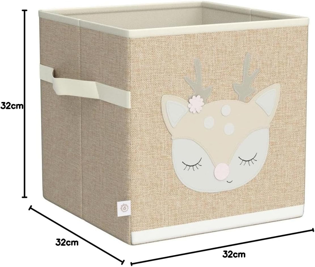 Bieco Aufbewahrungsbox Kinder | Reh Ella Motiv ca. 36L faltbar | Süsse Spielzeug Kiste für Kallax Re