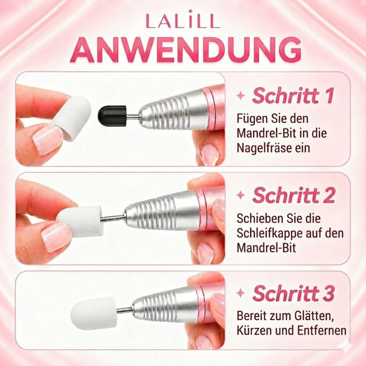 LALILL Schleifkappen LUX 50 Stück – weisse Fräskappen für Nagelfräser – Maniküre, Pediküre &amp; Podolog