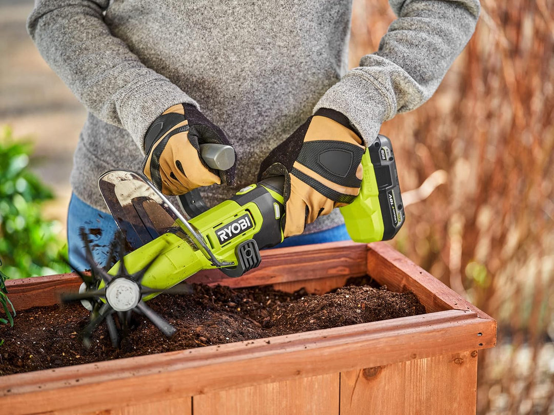 RYOBI 18 V ONE+ Akku-Kompakt-Kultivator RY18HCA-0 (5 cm Arbeitstiefe und 12 cm Arbeitsbreite, 5 cm A
