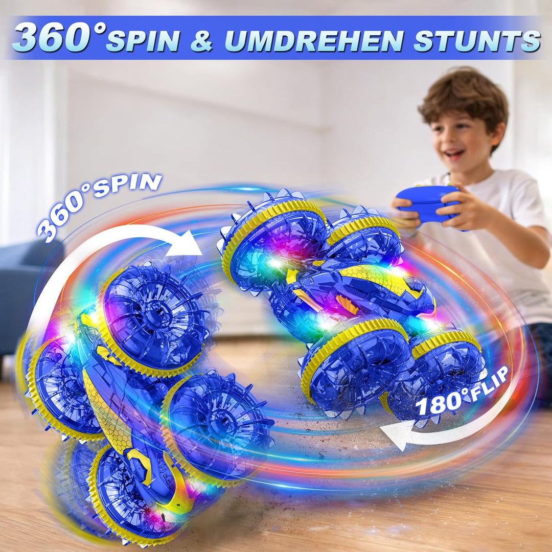 MidiVix Amphibienfahrzeug Ferngesteuertes Auto, 90 Min Spielzeit, 2.4GHz Double-Sided Stunt RC Auto