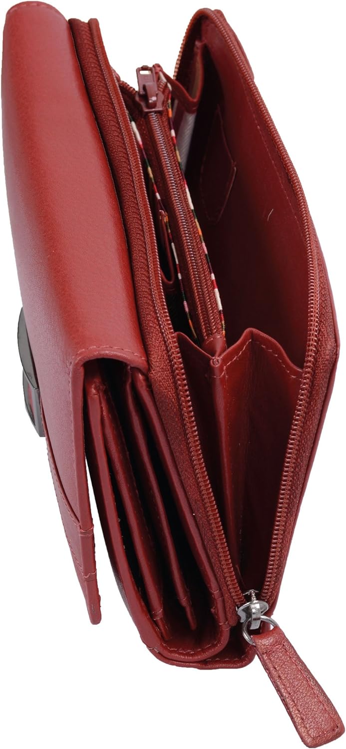 AVANCO Leder Damenbörse Damen Börse 23- (110A) mit RFID-Schutz Portemonnaie Geldbeutel Portmonee Por