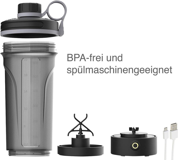 PEARL sports Eiweiss Mixer: 2er-Set Akku-Protein- und Milchshaker, 600 ml, spülmaschinenfest (akkube