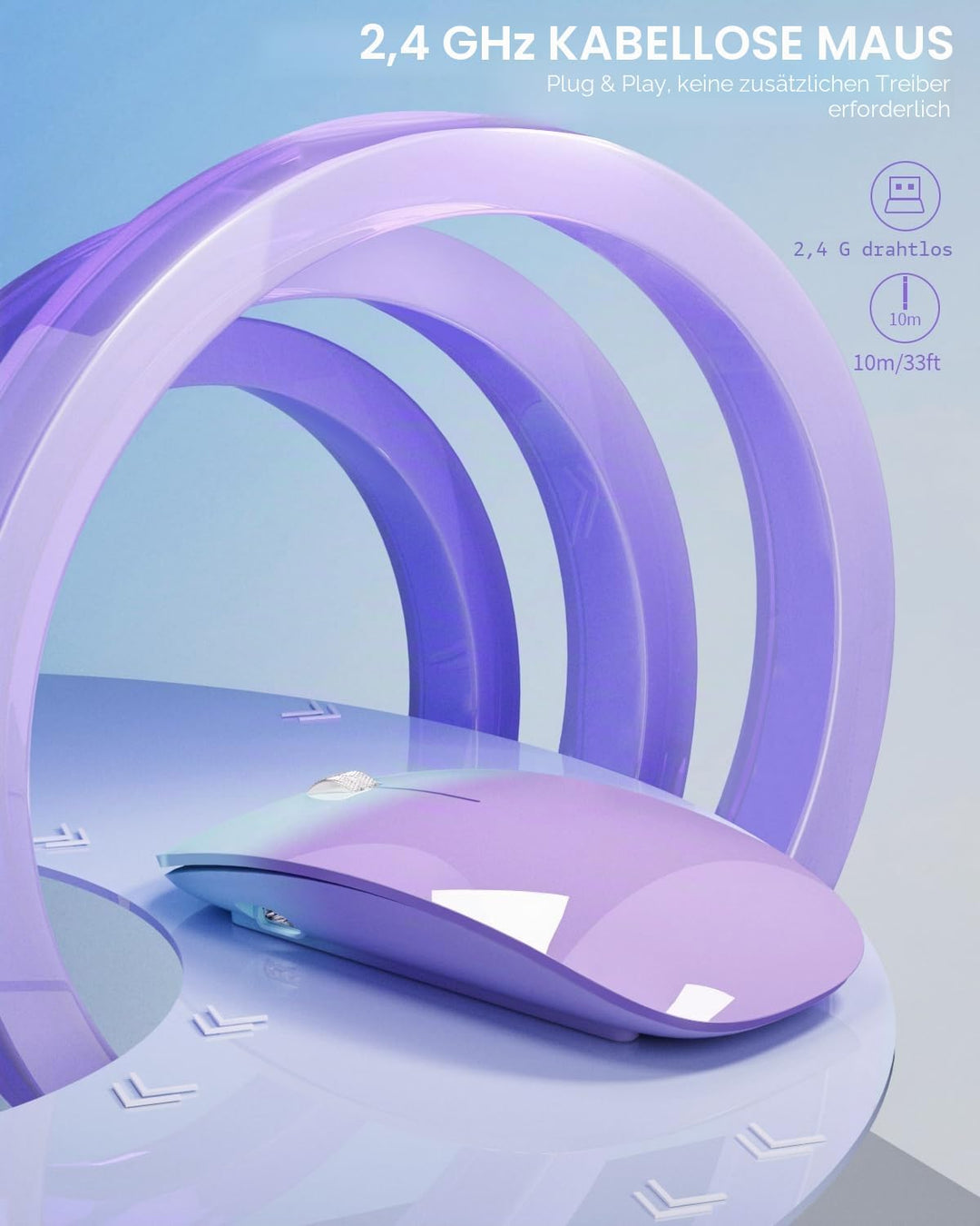 Uiosmuph G11 kabellos Maus, Leise USB-C aufladbar Mouse,Grün und Lila, Grün und Lila
