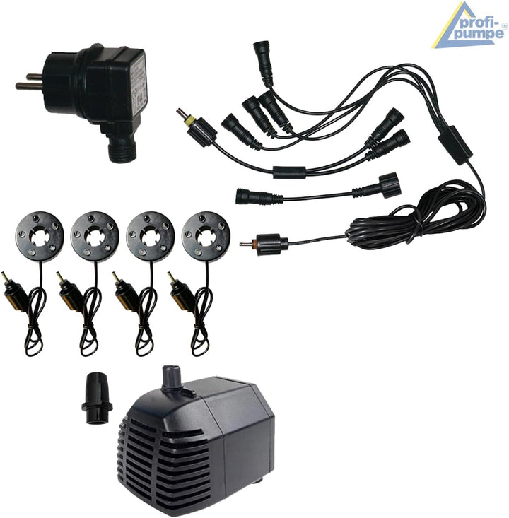 Wasserkaskade BACHLAUF QUELLBACH II mit LED, 230V, Quell-Kaskade Wasserfall Bachlaufschale Wasserspi