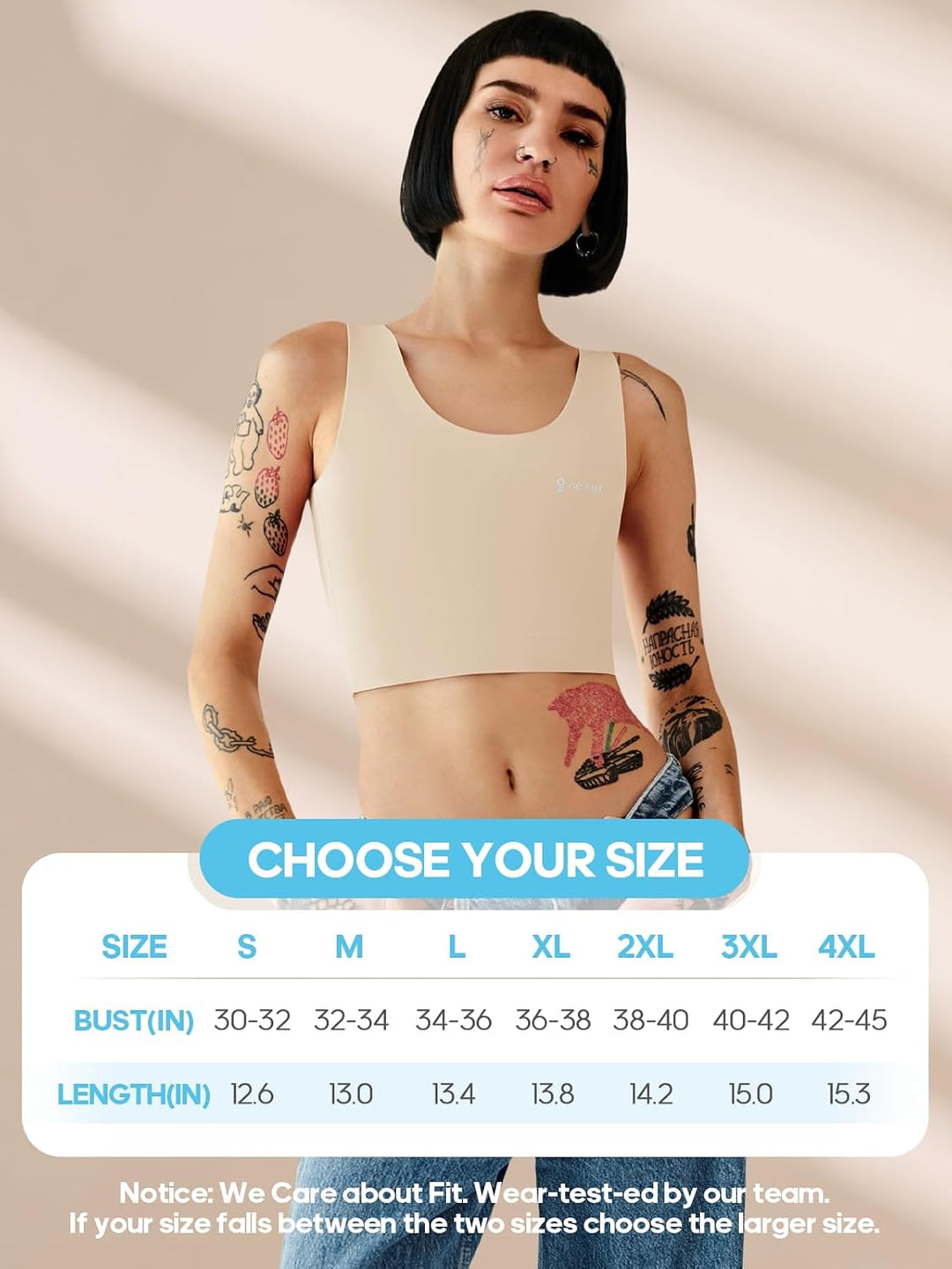 Brust Binder für Transgender FTM Trans Binder Atmungsaktive Nahtlos Schwimm Binder Bra Nude 3XL, Nud