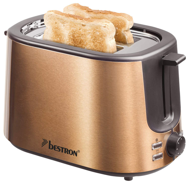 Bestron Toaster mit 2 Röstkammern, Krümelschublade und Brötchen-Röstaufsatz, 1.000 W, Edelstahl in K