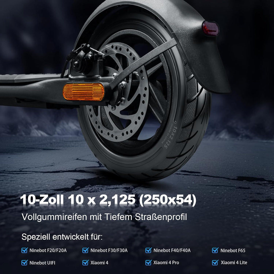 VOLOHAS 10*2,125 Vollreifen 250*54 Solide Reifen für Xiaomi 4Pro/4Lite/Ninebot uifi/F20d/F30d/F40d/F
