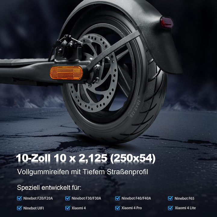 VOLOHAS 10*2,125 Vollreifen 250*54 Solide Reifen für Xiaomi 4Pro/4Lite/Ninebot uifi/F20d/F30d/F40d/F