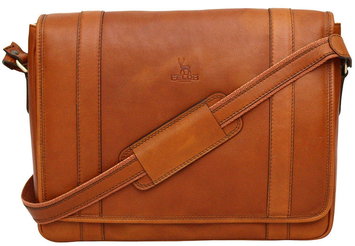 Messenger Bag aus Echtleder mit 13" Laptop-Fach Hellbraun, Hellbraun