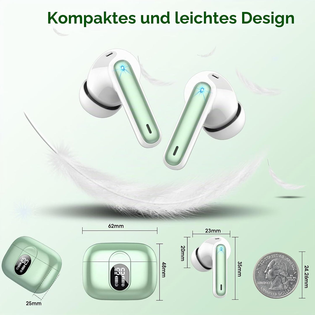 Csasan Bluetooth Kopfhörer, Kabellos Bluetooth 5.3 Deep Bass mit 4 ENC Mic, 40Std Spielzeit Touch Co