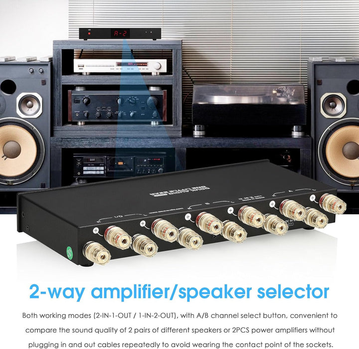 2 Way Audio-Umschalter Umschalter A/B Audio Wahlschalter für Verstärker/Lautsprecher LED Display (SP