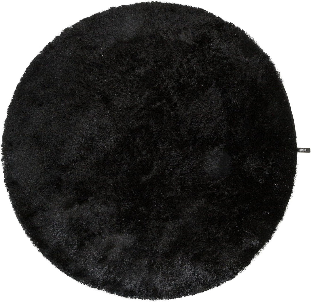 Benuta Shaggy Hochflor Teppich Whisper Schwarz ø 80 cm Rund | Langflor Teppich für Schlafzimmer und