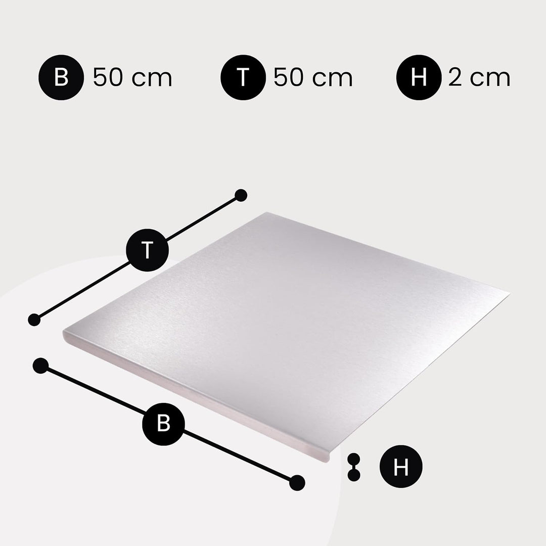 Arbeitsplatte Edelstahl Schneidebrett (50x50 cm gross) - Profi Küchenarbeitsplatte - Edelstahlschnei