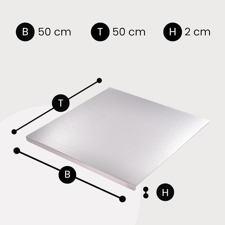 Arbeitsplatte Edelstahl Schneidebrett (50x50 cm gross) - Profi Küchenarbeitsplatte - Edelstahlschnei