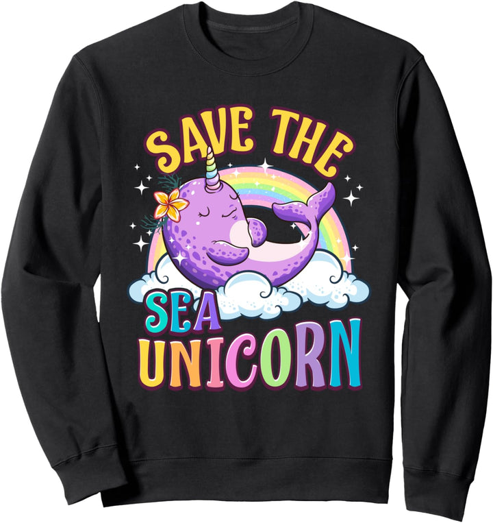 Save The Sea Einhorn Lustiges Narwhal Kostüm Mädchen Frauen Sweatshirt