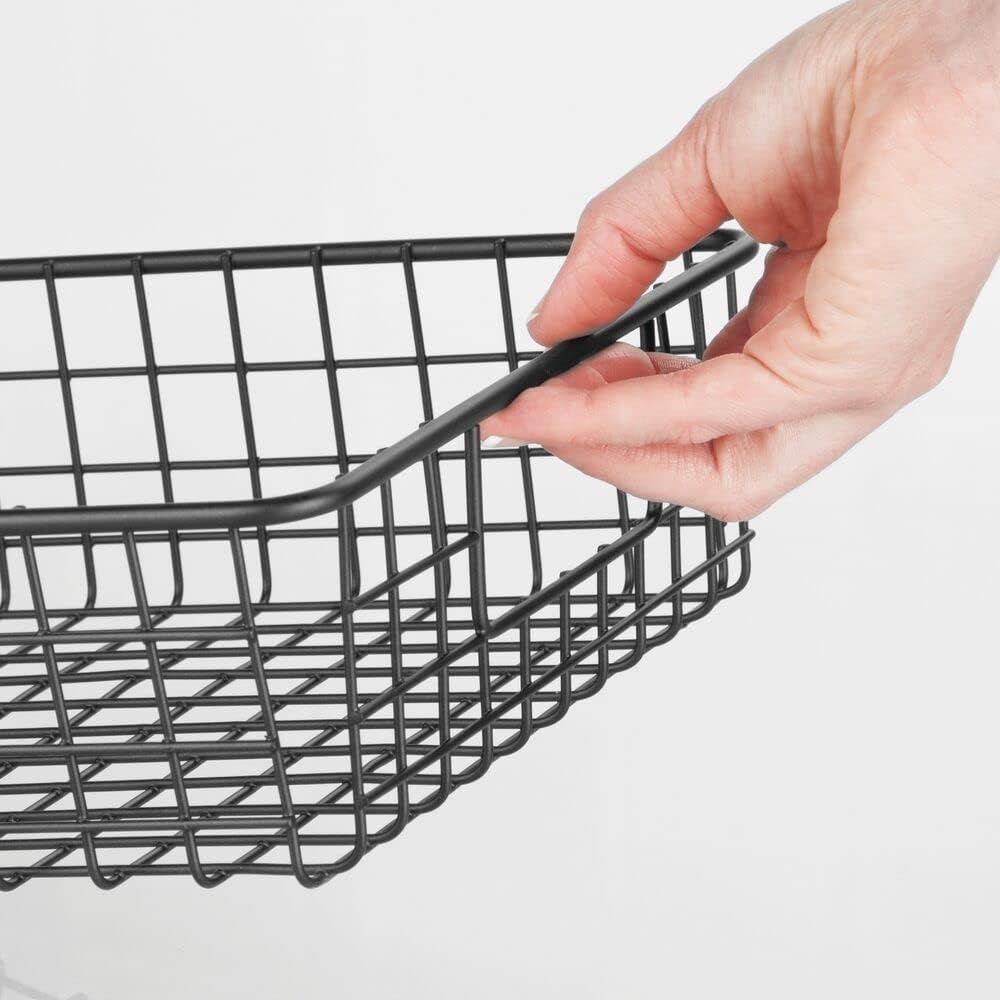 mDesign 4er-Set Drahtkorb aus Metall – breiter Allzweckkorb zur Aufbewahrung auf der Arbeitsplatte,