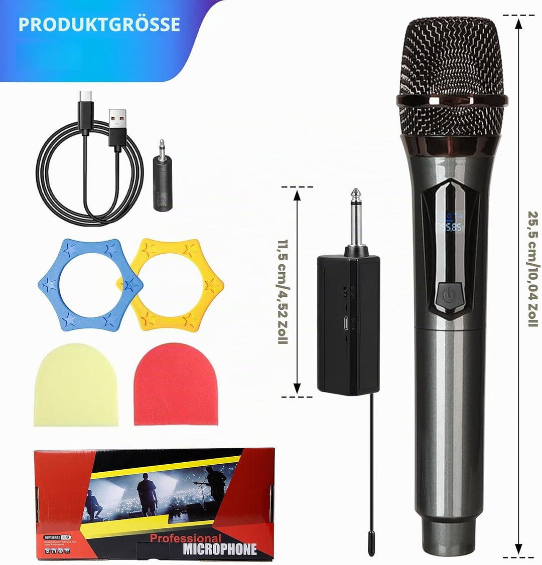 Mikrofon Kabellos,2 Stück Kabelloses Mikrofon Mit Wiederaufladbarem Empfänger,Wireless Microphone Se