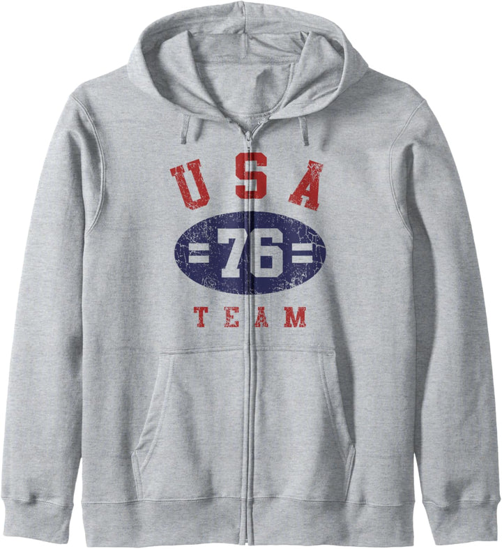 Trendy USA Team 76 Red White Blue Collegiate Text Kapuzenjacke