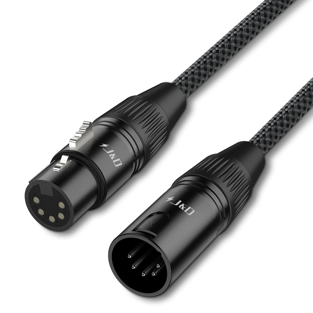 J&amp;D 5 PIN XLR DMX Kabel, DMX512 XLR 5-polig Stecker auf 5-polig Buchse DMX 512 Turnaround DMX Bühnen