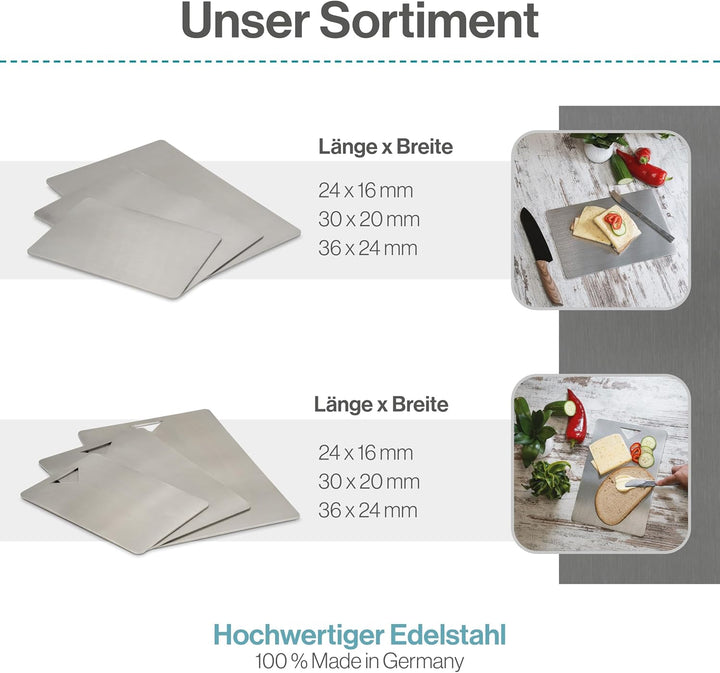 Edelstahl Schneidebrett - Für Fleisch, Fisch &amp; Gemüse - Hygienisches Schneidbrett Metall - Stahl Bre