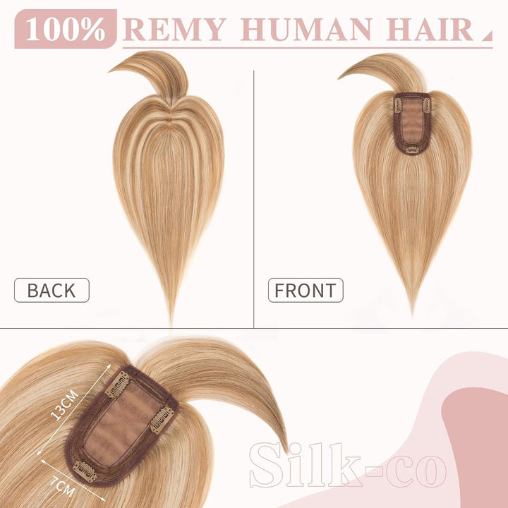 Silk-co Clip in Extension Echthaar Topeer Echthaar Haarteile Echthaar Toupet Haarverlängerung mit Fr
