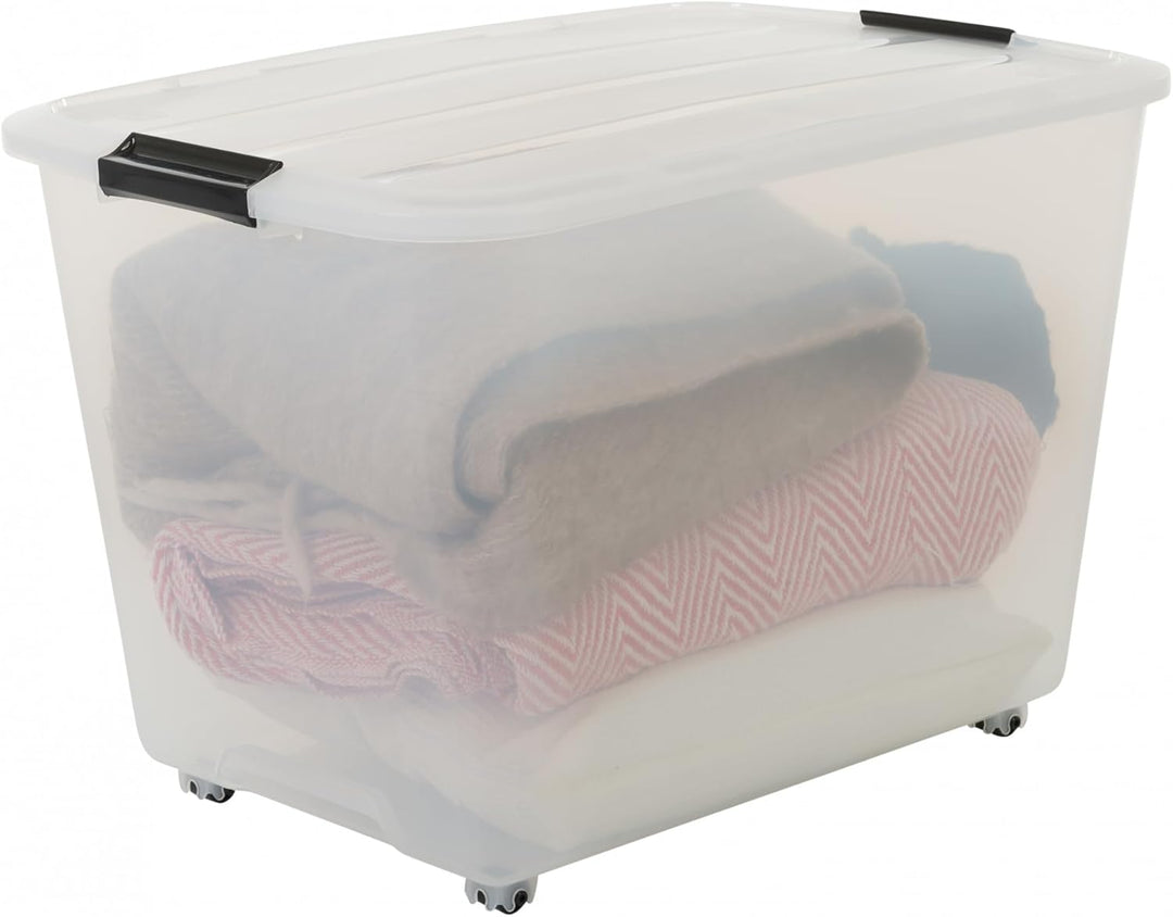 Iris Ohyama, Aufbewahrungsbox aus Kunststoff, 60 l Büro-Aufbewahrungsbox, 4er-Set, TBR-60, transpare