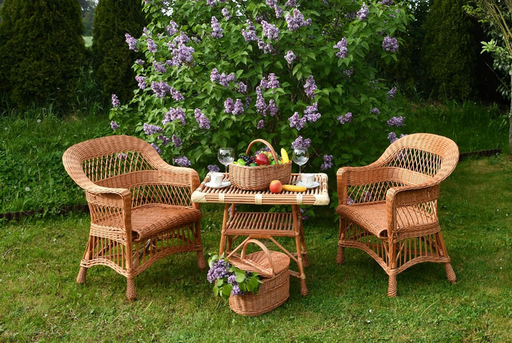 MyBer® Rattankorb Weidenkorb Korb Picknickorb Stabiler Tragekorb mit 2 Deckeln aus Rattan geflochten