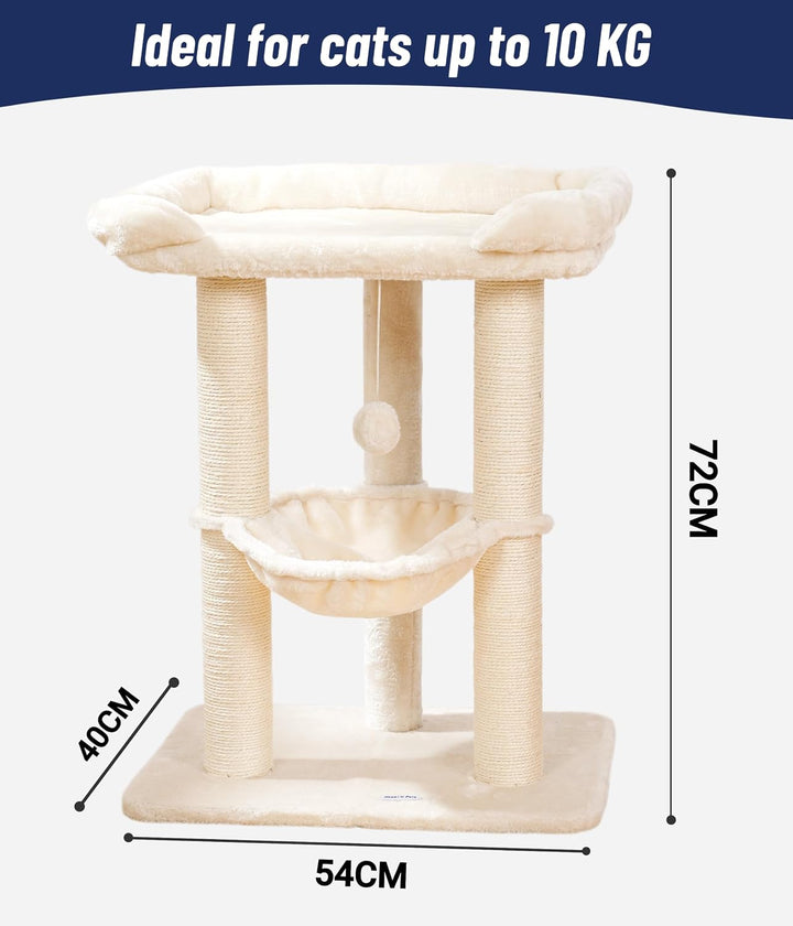 Happi N Pets 71CM Kratzbaum für Katzen, Hoher Kratzstamm mit grossem Bett für grosse Katzen, Sisal-K