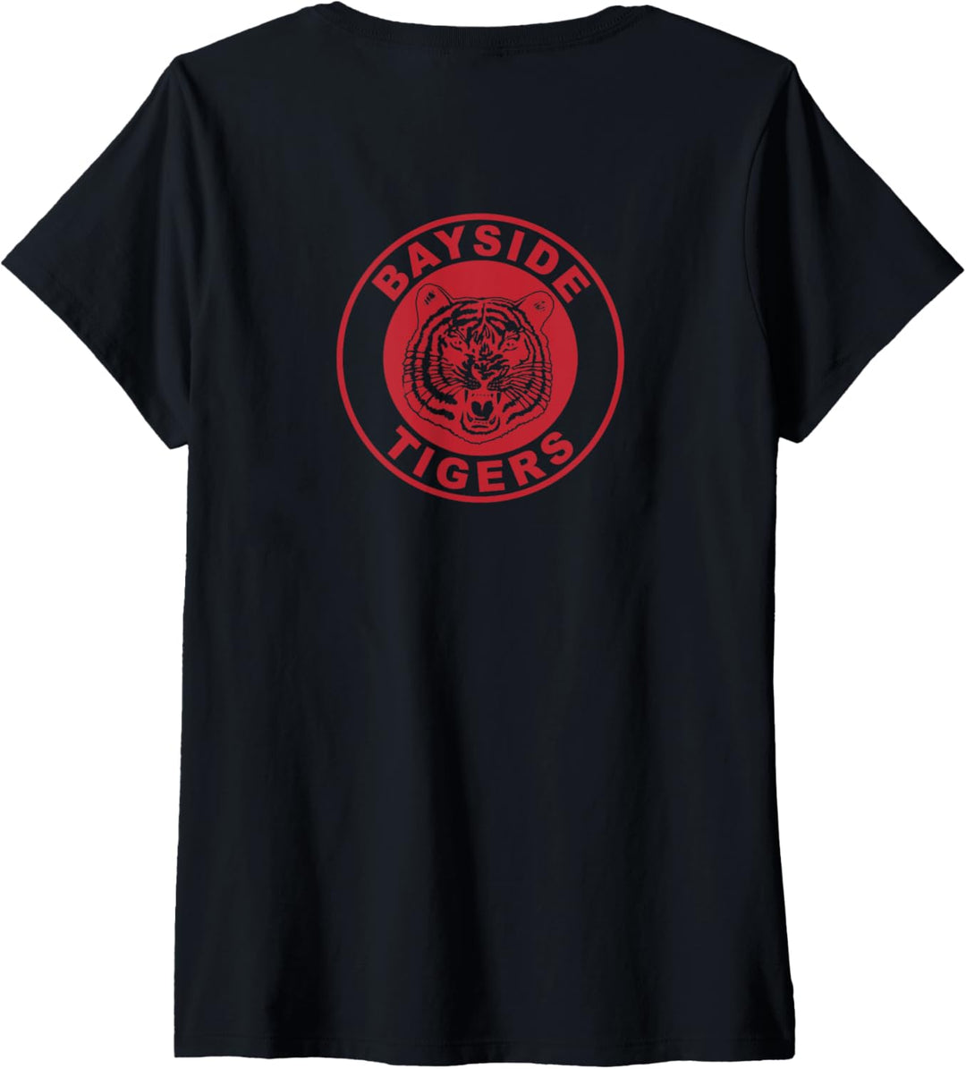 Saved By The Bell Bayside High Varsity Rot T-Shirt mit V-Ausschnitt
