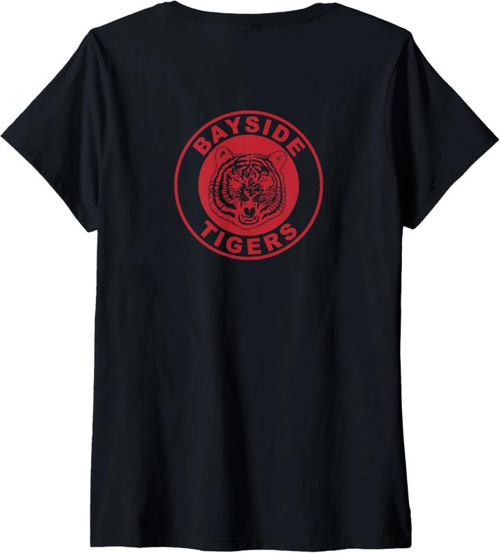 Saved By The Bell Bayside High Varsity Rot T-Shirt mit V-Ausschnitt