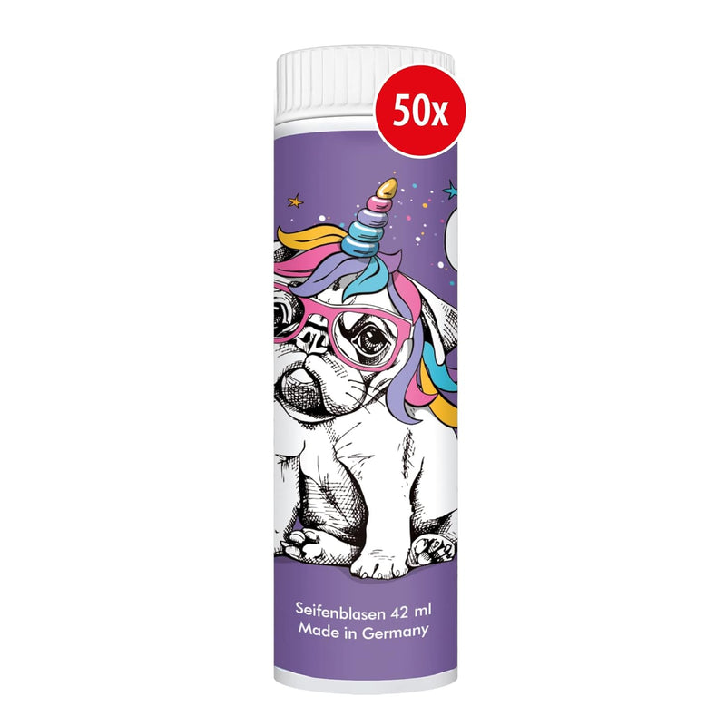 PUSTEFIX Seifenblasen Set I 50 x Klassik 42ml Fun-Edition Bulldogge I Bubbles Made in Germany I Hund