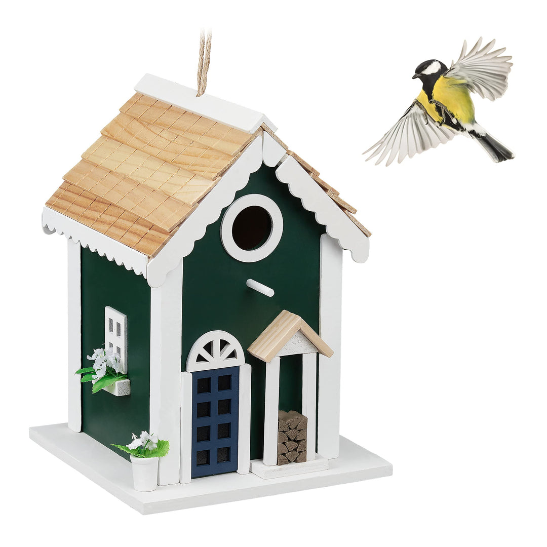 Relaxdays Vogelhaus, Nistkasten für Wildvögel, zum Aufhängen, HBT 25,5 x 18,5 x 18,5 cm, Vogelvilla