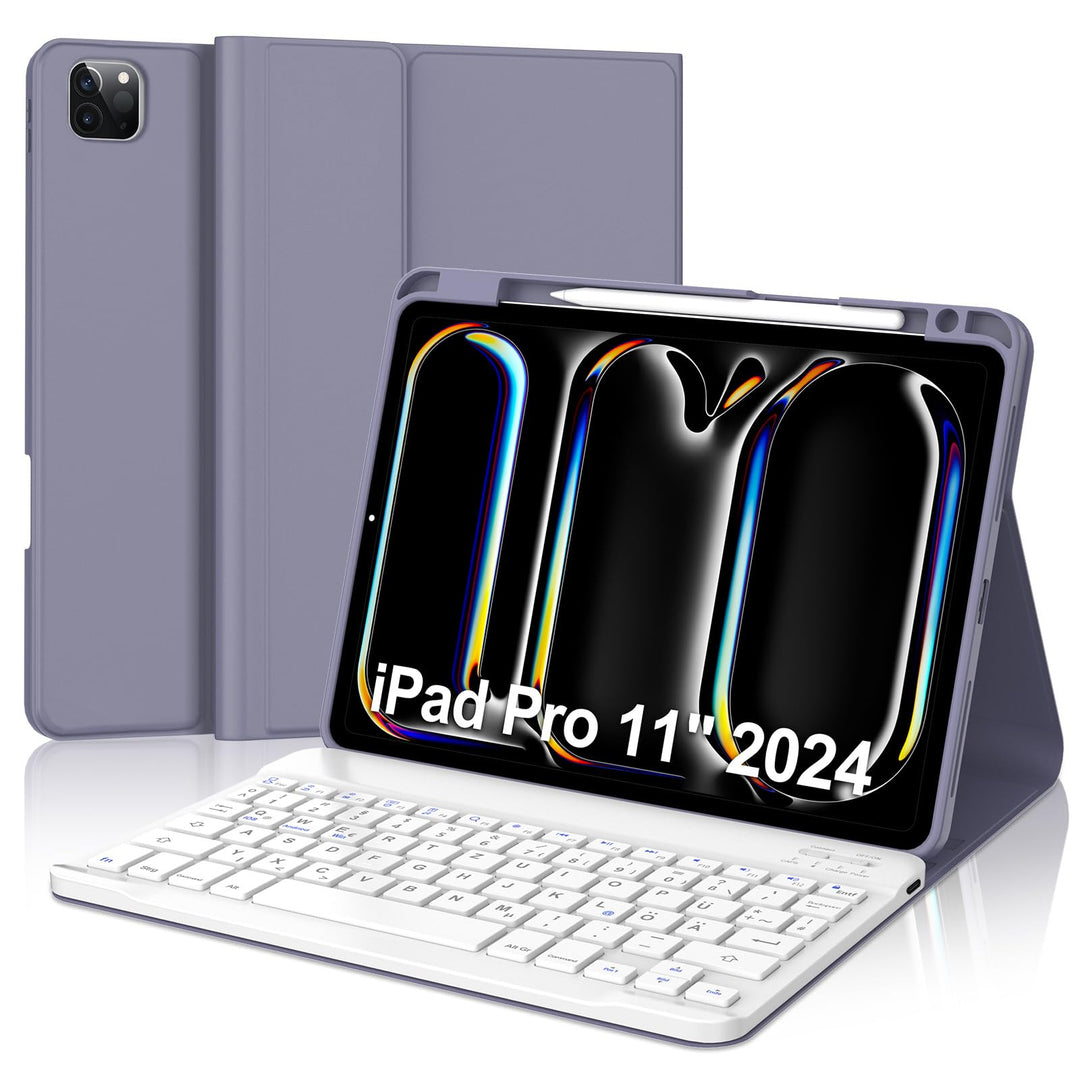 IVEOPPE Hülle mit Tastatur für iPad Pro 11" M5 2025/M4 2024, Deutsches QWERTZ Layout, Magnetisch Abn