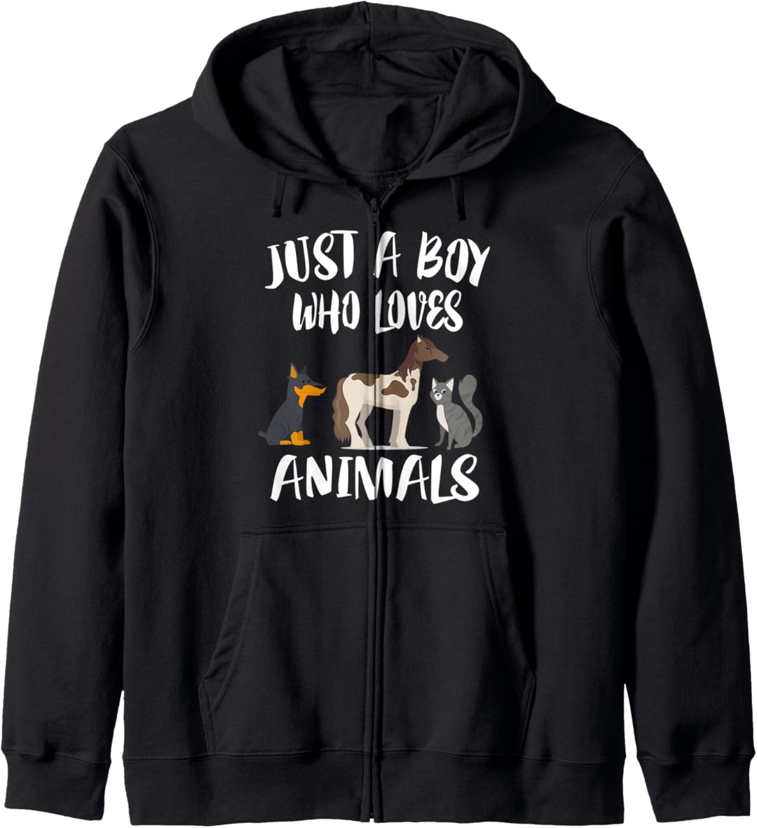 Just A Boy Who Loves Animals Dog Cat Horse Kapuzenjacke