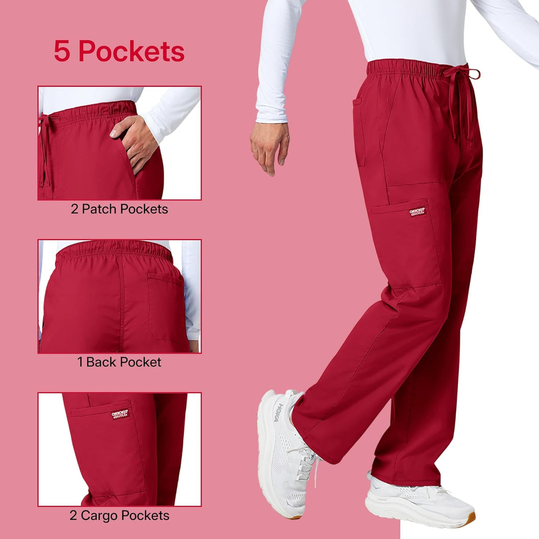 Workwear Professionals Men Scrubs Pant Tapered Leg Fly Front Cargo WW190 XS Kurz Rot/Ausflug, Einfar