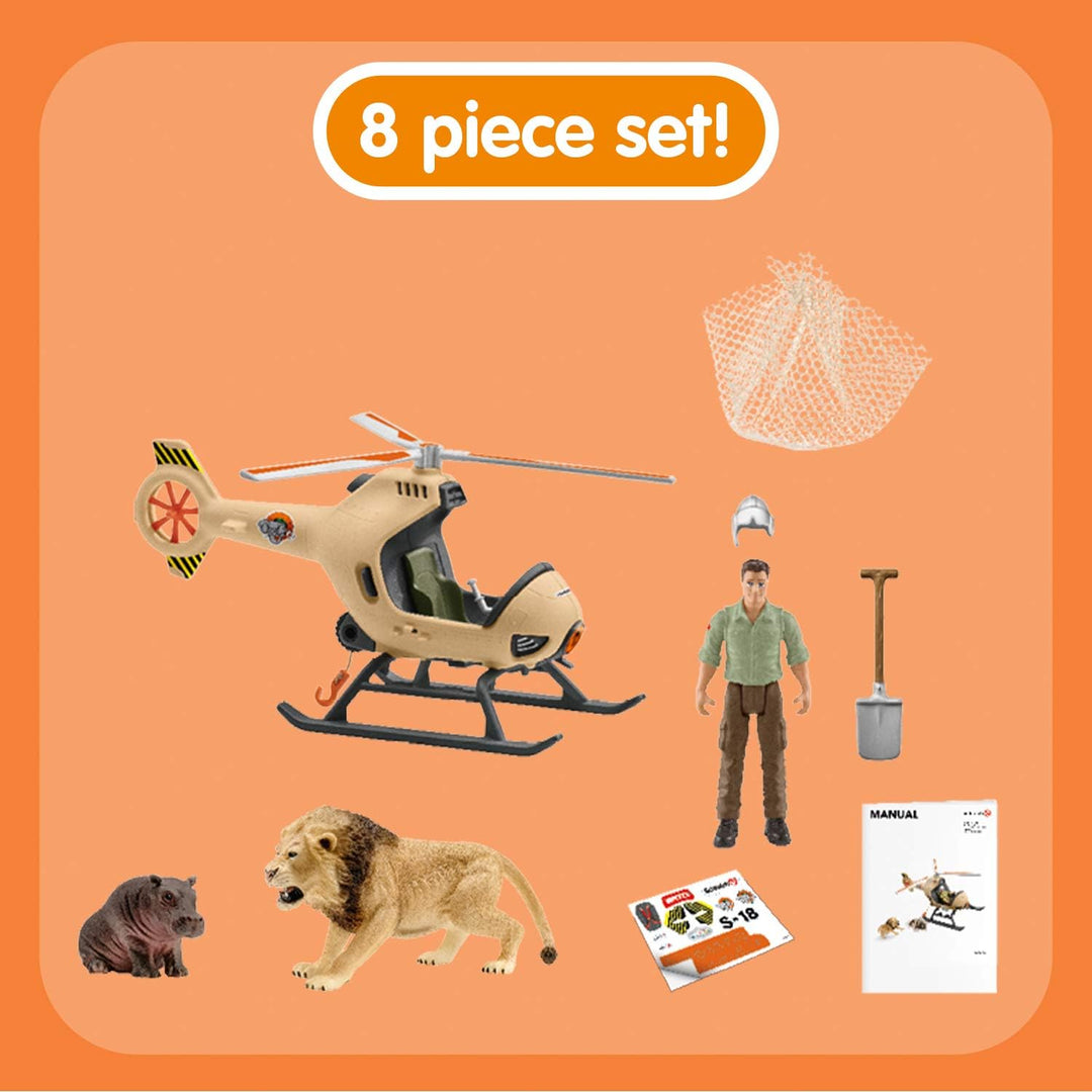 schleich 42476 Helikopter Tierrettung, für Kinder ab 3 Jahren, Wild Life - Spielset Standardverpacku