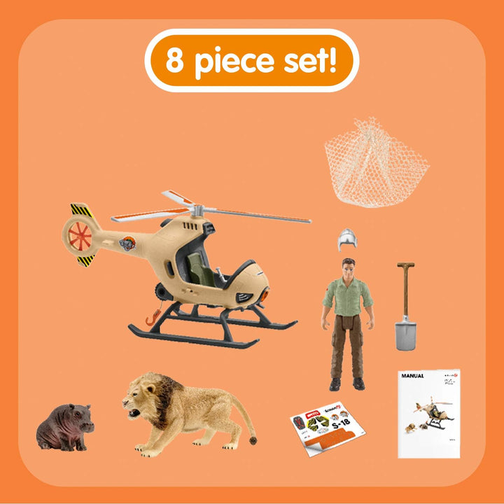 schleich 42476 Helikopter Tierrettung, für Kinder ab 3 Jahren, Wild Life - Spielset Standardverpacku