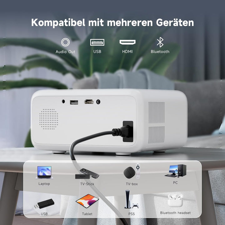 Mini Beamer,VISULAPEX V3PRO Klein Beamer P2P 5G WiFi 12000LM 1080P Unterstützt Mini Projektor Outdoo