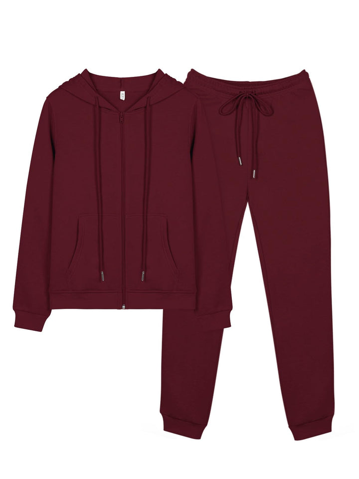 REORIA Damen Trainingsanzüge Warm Baumwolle Hausanzug Dicker Jogginganzug Set Langarmes Activewear W