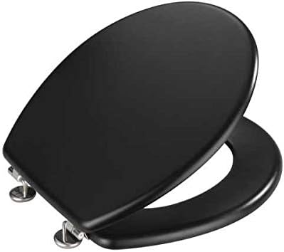 WENKO WC-Sitz Prima Schwarz Matt, hochwertiger Retro-Stil Toilettensitz, WC-Deckel inkl. Wandpuffer
