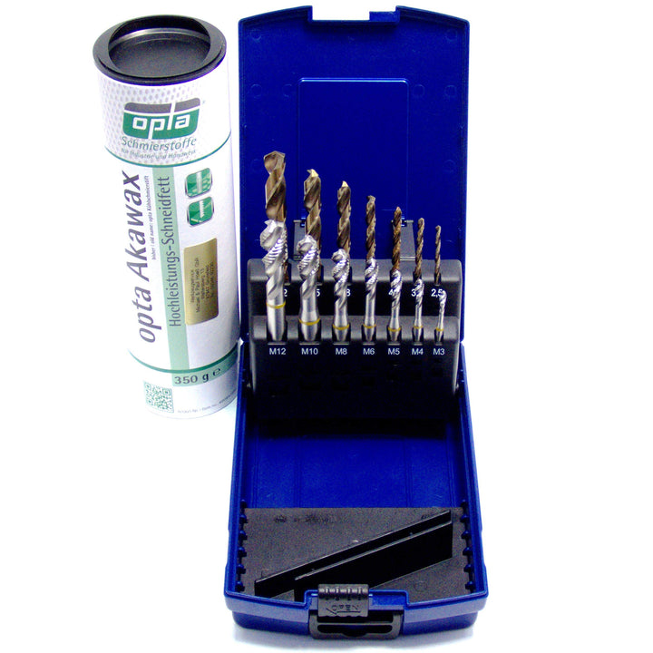 WSH-TOOLS Maschinengewindebohrer Set 14-teilig M3 - M12 HSSE-Co5 DIN 371 Sackloch 39° RSP Gelbring i