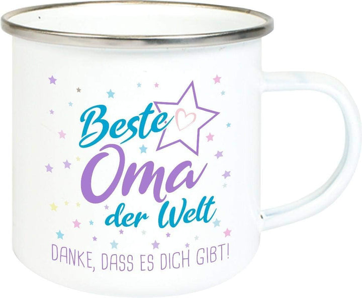 ShirtInStyle, Emaillen Tassenset beste Oma, bester Opa der Welt, danke das es dich gibt! Farbe weiss