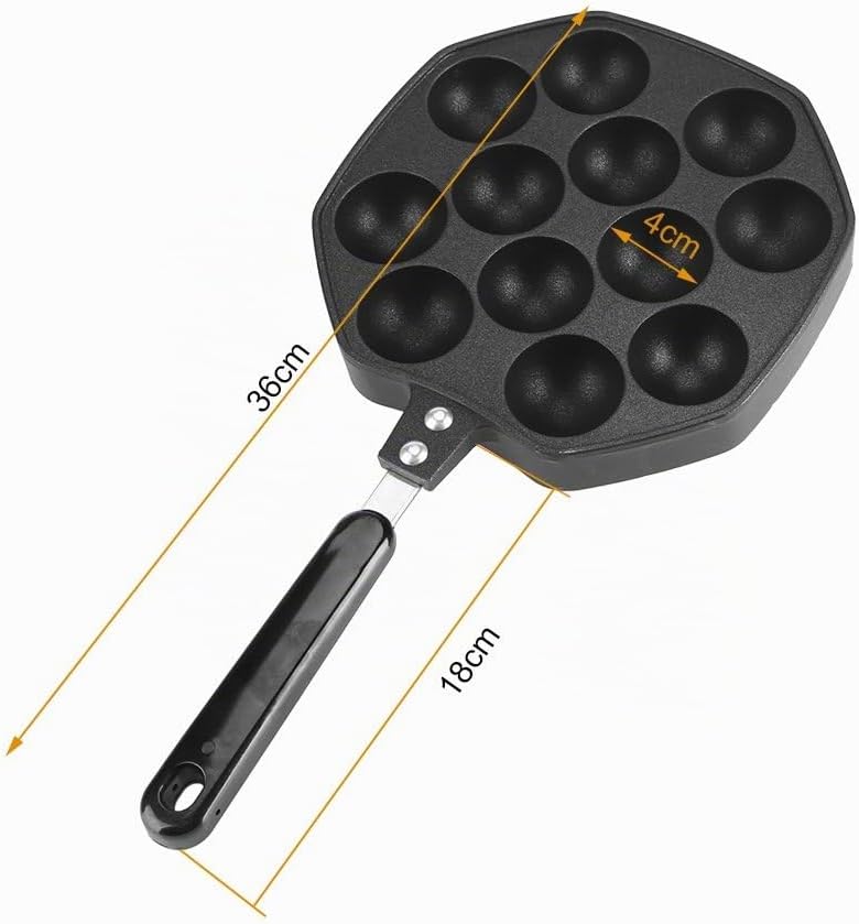 Tyenaza Takoyaki Pfanne Induktion, 12 Kavitäten Sarten Takoyaki Pancake poffertjes pfanne Pfannkuche