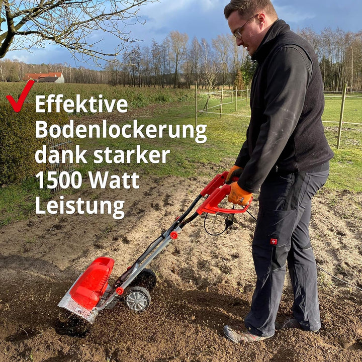 Elektro Bodenhacke (NEU) für effektive Bodenbearbeitung – 1500 Watt – 24 Messer – elektrische Garten