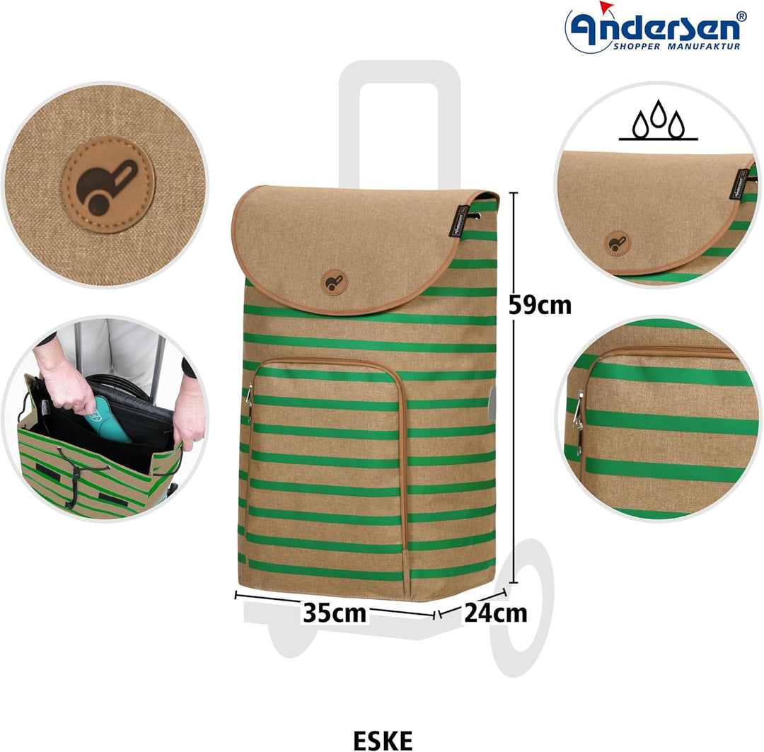 ANDERSEN Einkaufstrolley - Scala Shopper Eske grün 47 L Handwagen, modern, nachhaltig, Shopping, kla