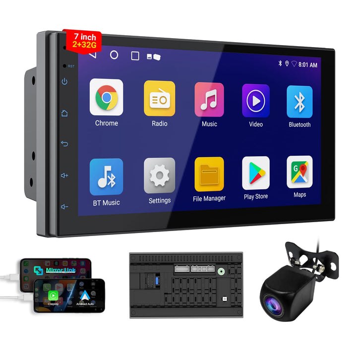 Haudio 2 Din Autoradio mit Kabellosem CarPlay &Android Auto, 7 Zoll Touchscreen Autoradio mit Mirror