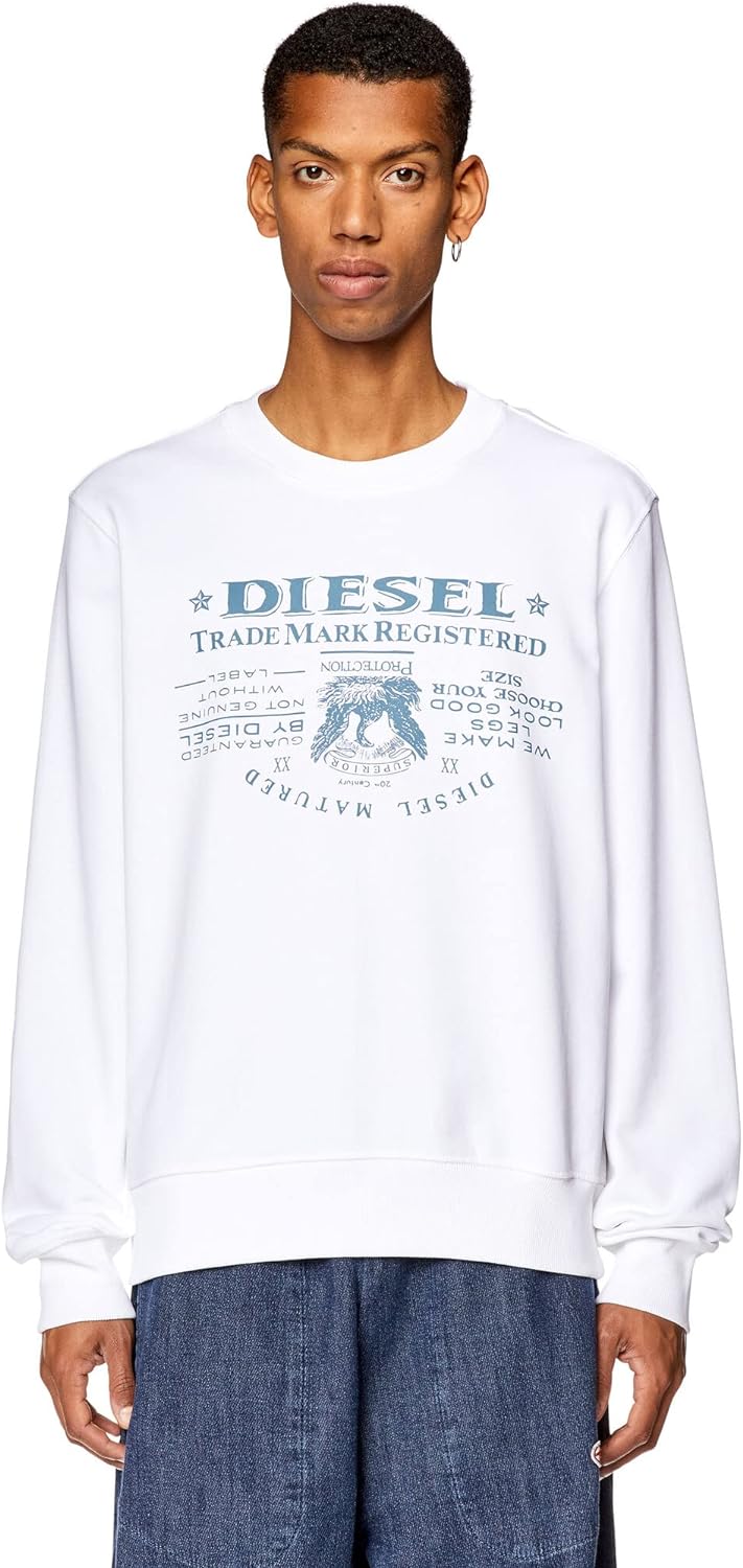 Diesel Herren Sweatshirt mit Rundhalsausschnitt S 100-0jfav, S 100-0jfav